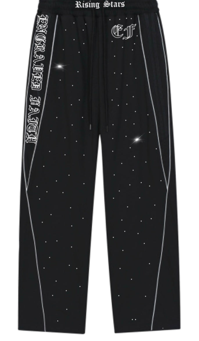(Pre-Order)Black Rhinestone Joggers