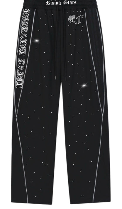 (Pre-Order)Black Rhinestone Joggers