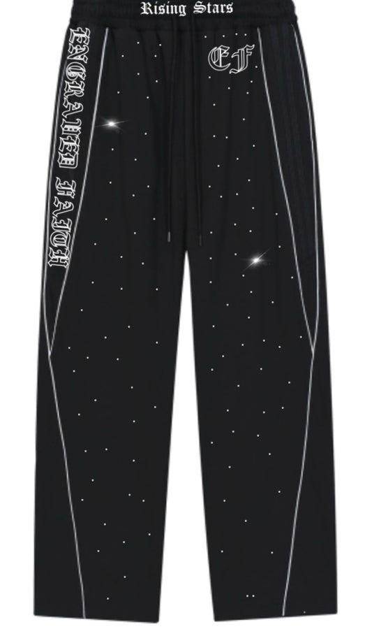 (Pre-Order)Black Rhinestone Joggers