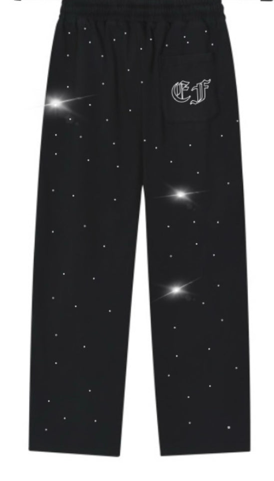 (Pre-Order)Black Rhinestone Joggers